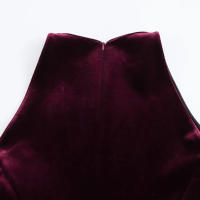 TRAFZA-Vestidos de fiesta lisos de cintura alta para mujer, Vestido corto plisado sin mangas con cuello redondo, minifalda de terciopelo a la moda, verano - details 12