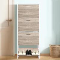 Mueble zapatero de 12 pares - Estantería de gran capacidad para vestíbulo o pasillo - (ancho) 60 x (profundidad) 24 x (alto) 80 cm - Madera clara blanca - details 60