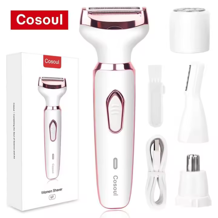 Cosoul 4 en 1 Afeitadora eléctrica Piezas de mujer Depilación de axilas para área privada - 1