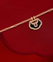 QееΙīп Collar Yu Yi mediano en oro amarillo de 18 quilates con diamantes y jade negro - details 15