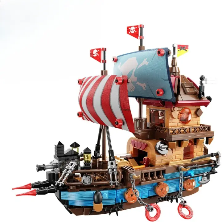 Juego de bloques de construcción de barco pirata con luces, bloques de construcción de juguetes piratas creativos, juego de modelo de barco moderno, ideas para regalos de cumpleaños de Navidad Adultos y niños, niñas de 8 a 14 años en adelante (916 piezas) - 1