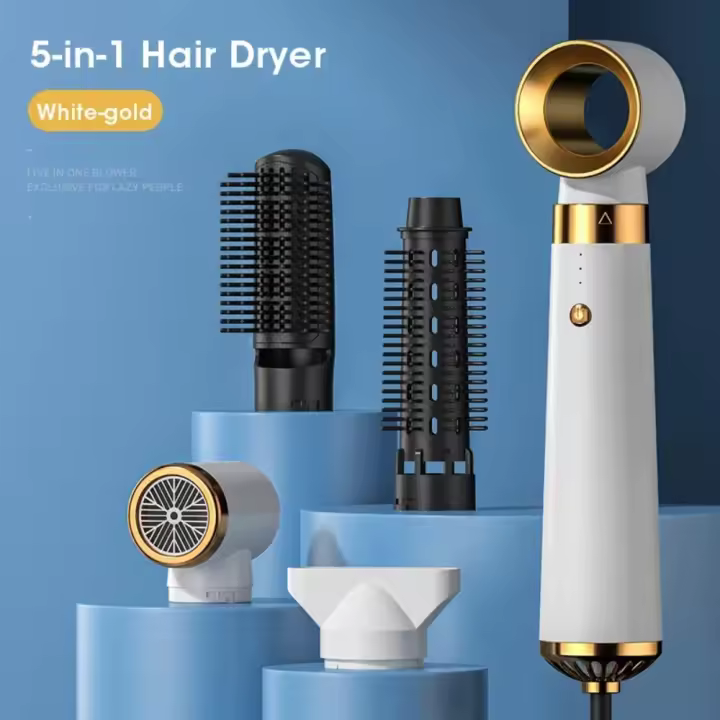 Secador de pelo multifunción 5 en 1, peine de aire caliente, rizador automático, peine de pelo liso, herramienta de estilo de salón, secado rápido - 1