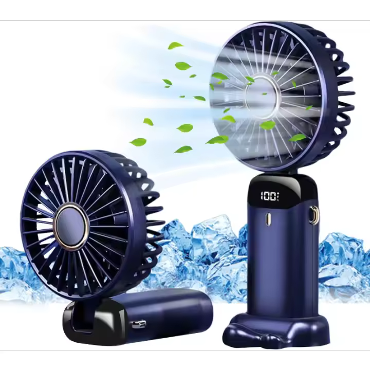 Mini Ventilador de Mano Portátil USB, Bolsillo de 5 Velocidades con Base, Ventilador Plegable de Escritorio para Oficina, Viajes - 1