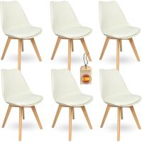 Sillas de Comedor Nórdicas con Respaldo Ergonómico |   Sillas de Cocina con Madera de Haya Maciza con Tela Anti Manchas de Polipiel (2, Gris) - details 17