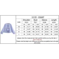 OUWU- Blusas A Rayas Con Cordones Para Mujer, Top Elegante Con Cuello En V Y Manga Larga Con Lazo, Camisa Holgada De Calle Dulce, Novedad De Primavera Y Verano 2025 - details 0