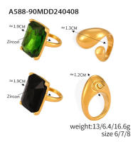 INS diseño personalizado Diseño de Diamantes Anillo Geométrico Mujeres Nicho Textura Titanium Maple Chapado en oro Anillo Dedo Índice - details 0
