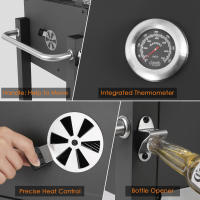Carrito de Parrilla de Carbón Ajustable con Tapa BBQ Eléctrico con Termómetro para Acampar, Jardín, Balcón Productos Normales - details 4