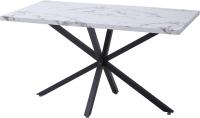 Mesa de Comedor Redonda con Tapa Moderna con Efecto Mármol, Mesa de Comedor de Cocina con Cuatro Patas de Metal, para Comedor, Sala de Estar,Blanco+GDL - details 21
