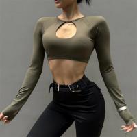 Camisas de Yoga sin costuras para mujer, Top corto acanalado de manga larga, Top deportivo con escote cuadrado, ropa para mujer - details 1