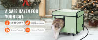 SucceBuy Casa elevada para gatos con calefacción, pequeña, verde, temperatura ajustable y temporizador para invierno - details 0