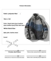 Otoño/Invierno nueva chaqueta de pareja para hombres y mujeres moda cuello alto bloque de Color chaqueta cálida holgada salida de fábrica - details 3