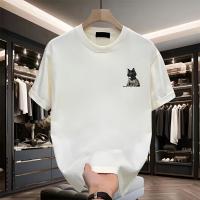 Camiseta Gráfica de Algodón para Hombres Negro Geométrico de Gato con Auriculares - details 4