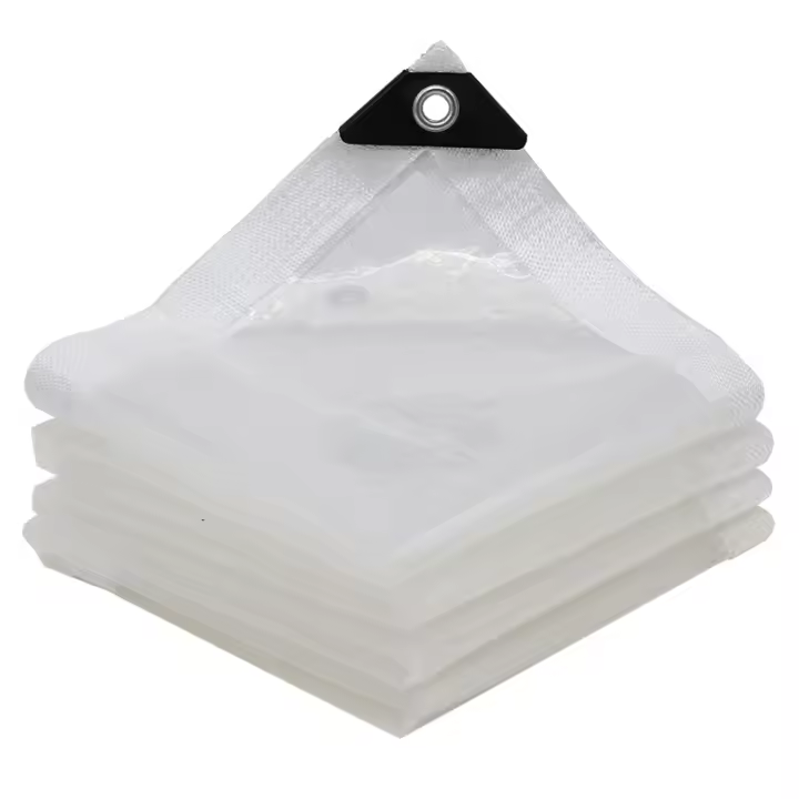 Tarpaulín de Alta Resistencia Impermeable Transparente con Ganchos y Lazos - 1