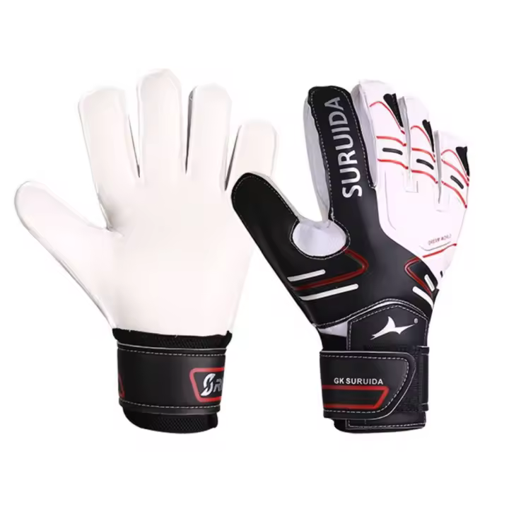 1 par de guantes de portero de talla 5-10, guantes antideslizantes de látex para portero de fútbol para niños, guantes de portero de juego suaves y gruesos, fútbol - 1