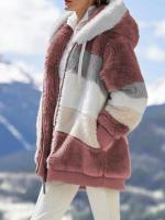 Chaqueta de invierno para mujer, sudadera con capucha de talla grande, cálida, de felpa, con relleno de bolsillo con cremallera, chaqueta holgada - details 11