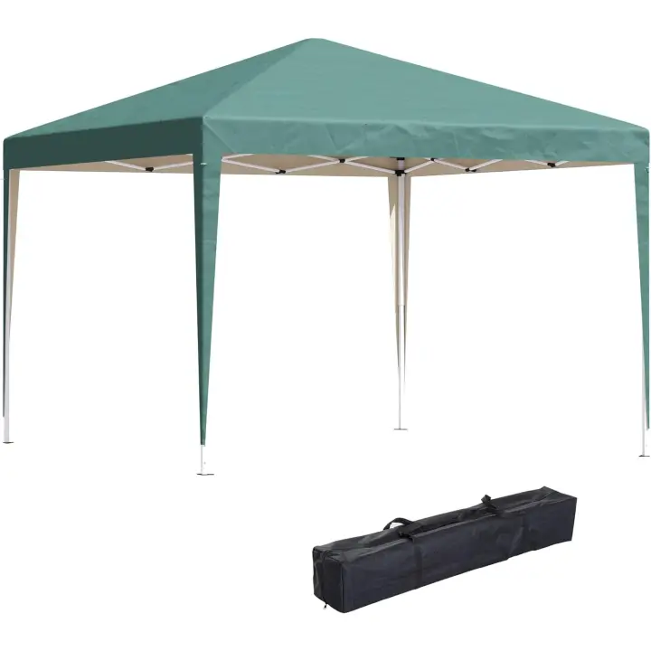 Gazebo Plegable 3x3 m Cenador Plegable con Altura Ajustable en 3 Niveles Toldo Anti-UV y Bolsa de Transporte para Camping Fiestas Verde - 1
