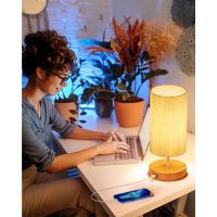Lámparas de Mesita de Noche, Lámparas de Mesa con 2 Puertos USB de Carga Rrápida, 3 Temperaturas de Color y Regulación Continua, 2 Bombillas E27 de 6W para Dormitorio, Ssalón, Ooficina - details 4