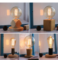 Lámpara de mesa de madera para sala de estar y dormitorio, luz de mesa con Base de madera E27, estilo Retro moderno, con enchufe europeo - details 5