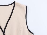 🧡 🧡 🧡 Vestido midi de lino mezclado plisado de manga corta con cuello en V - details 4