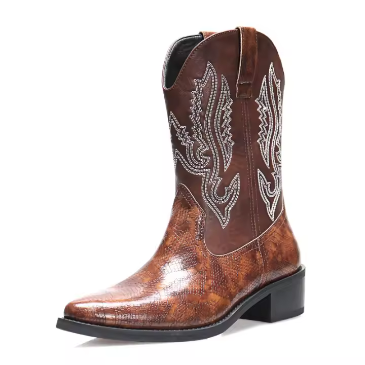 Botas vaqueras occidentales bordadas, botas de caballero británicas - 1