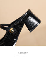 Zapatos Mary Jane de tacón medio con correa de una palabra de plata francesa - details 6