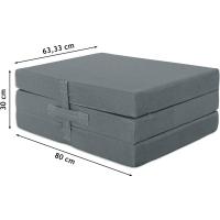 Colchón plegable viscoelástico con cierre y asa 120 x 190 x 10 cm con espuma D25 extra firme en loneta premium gris para furgonetas, viajes o invitados - details 17