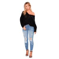 Pantalones vaqueros de cintura alta para mujer, pantalones vaqueros desgastados y rasgados, moda coreana nueva - details 14