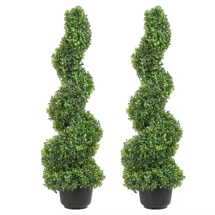 SucceBuy Árbol topiario de boj artificial, árboles topiarios de imitación con hojas adicionales, juego con clasificación UV para decoración del hogar interior/exterior. - 1