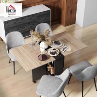Mesa Plegable de Comedor Mesa de Cocina Plegable con Ruedas Alas Abatibles y Estantes para 4-6 Personas 75x140x74 cm Cemento Gris - details 27