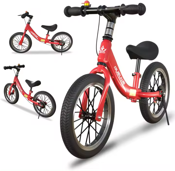 Bicicleta Sin Pedales con Freno de 2-6 años, Bici Equilibrio de 14 Pulgadas con Caballete y Timbre, Altura de Sillín Regulable, hasta 40kg, Juguetes para Niña y Niños - 1