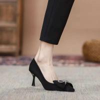 Boutique Bow-cinturón transparente para mujer, zapatos de diseñador, sandalias de lujo, tacones altos exquisitos a la moda - details 2