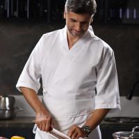 Uniforme de Chef de Sushi para hombres y mujeres, chaqueta de restaurante de Chef, Kimono japonés, abrigo de cocinero de cocina, uniforme de camarero, mangas 3/4 - details 1