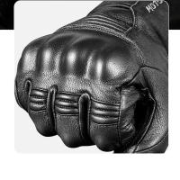 Guantes de cuero Real para motocicleta, impermeables, a prueba de viento, cálidos, transpirables, táctiles, para invierno y verano - details 9