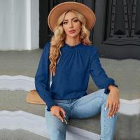 Tops con cuello para mujer, camiseta de algodón lisa holgada para otoño e invierno, camiseta elegante, moda, - details 23