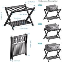 portaequipajes, plegable para maleta bambú con estante almacenamiento para habitación, dormitorio, hotel, servicio pesado (negro) - details 3