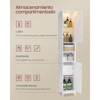 Armario de Baño Alto con Iluminación Delgado y Ajustable con Estantes Diseño Moderno Blanco Nube - details 7