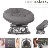 Muebles Jardín Exterior Resistentes a Intemperie, Sillón para Conjunto Jardín Exterior, Cojín Grande y Mullido, Altura Ajustable - Gris - details 2