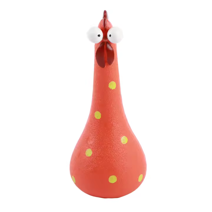 Estatua de pollo Microlandschaft de cuello largo, estatuas de jardín de animales de resina hechas a mano para decoración artística de jardín, color naranja - 1