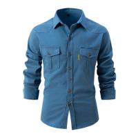 Camisa de Manga Larga para Hombres en Otoño Cómoda y Casual Figura de Cuadros de Tres Dimensiones - details 4