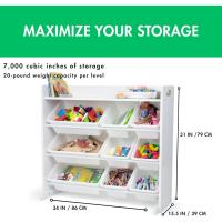 estantería para niños, estantería organizadora para juguetes con 9 cajas de almacenamiento, blanco/blanco - details 2