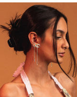 Pendientes de Cadena de Acero Inoxidable Dorado de 18K con Lazo Minimalistas y Dulces para Mujeres - details 4
