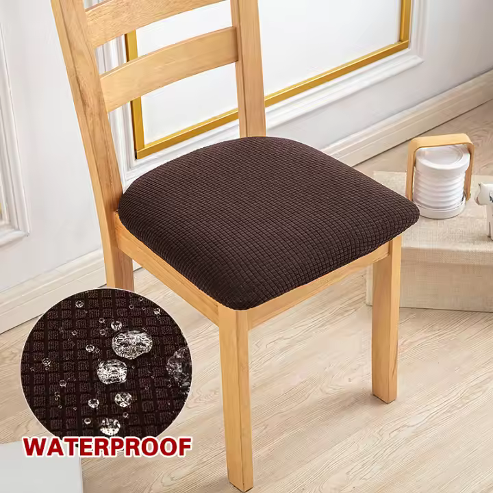 Funda impermeable para silla de comedor, licra, jacquard, elástica, desmontable, adecuada para hoteles familiares - 1