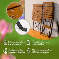 Mesa 2 Sillas Jardín Plegables Completo Metal Madera Acacia Certificación FSC ® - details 2