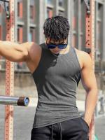 Chaleco elástico a rayas para hombre, camiseta sin mangas de gran tamaño con cuello redondo, camiseta sin mangas para gimnasio, deportes, fitness, correr, entrenamiento, culturismo - details 18