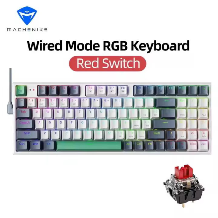El teclado atado con alambre del juego K500 Nical intercambiable en caliente 94 llaves RGB luz Windows - 1