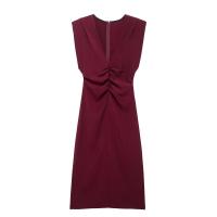 2025 nueva primavera verano mujeres vestido Midi plisado moda femenina Vestidos sin mangas señoras Vestidos largos de fiesta - details 1