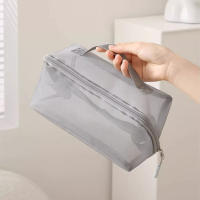 Bolsa De Maquillaje Transparente De Malla Pequeña Grande Negra Organizador De Viaje Portátil Para Cosméticos Y Labiales - details 9