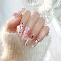 Uñas postizas rosadas con dije de conejo Manicura cómoda para uso profesional en salón de manicura - details 7