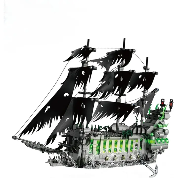 Juego de bloques de barco pirata, kit de construcción de juguetes, barco fantasma volador, modelo de ensamblaje de holandés, miniatura, tamaño mini, ladrillos pequeños, alta dificultad para adultos, niños y niñas, más de 14 años, regalo de cumpleaños y Na - 1