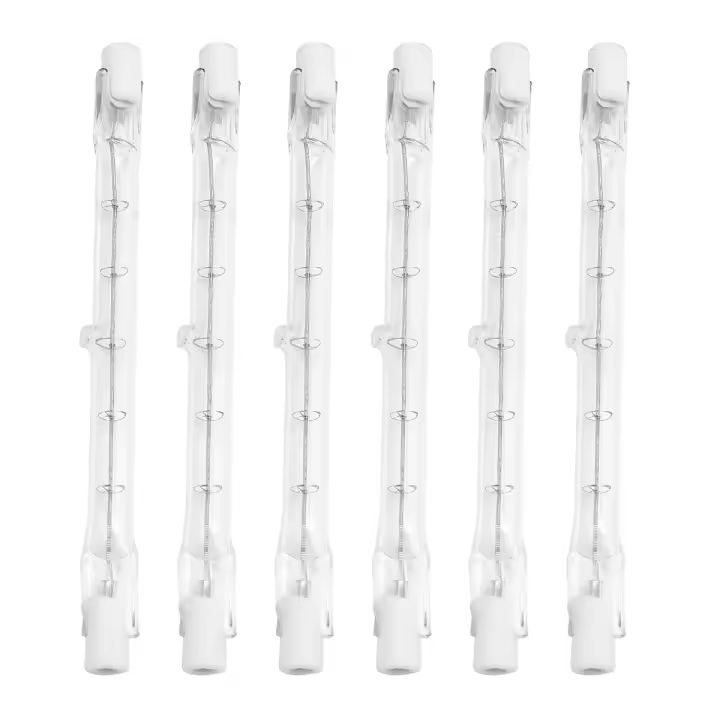 Bombilla halógena R7S, 118mm, 200W, 230V, varilla halógena R7S, bombilla halógena R7S, luces de lámpara de varilla halógena regulables, paquete de 6 - 1